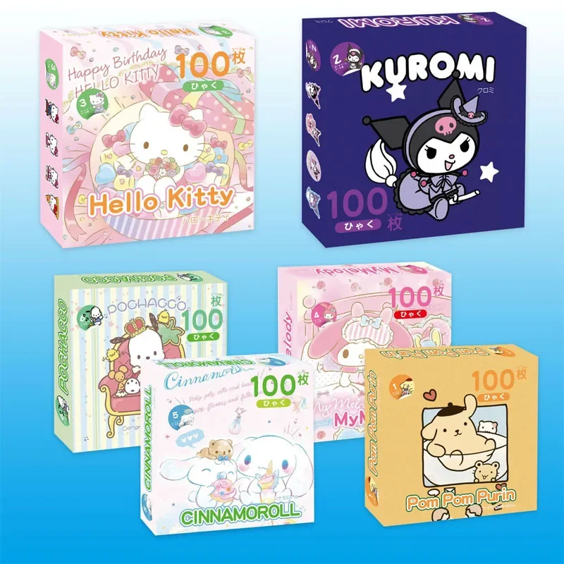 Sanrio 100 листов милых мультяшных наклеек Kuromi для упаковочных в коробке Cinnamoroll