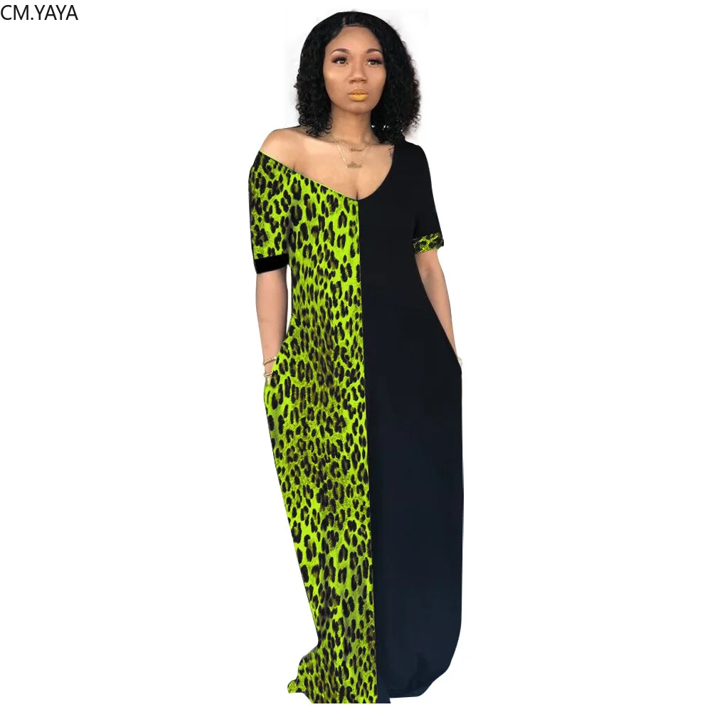 Женское платье-макси с V-образным вырезом коротким рукавом | Женская одежда