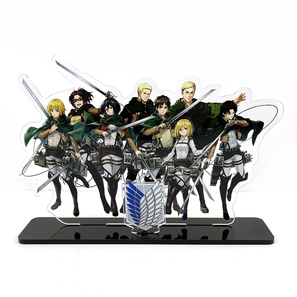 Купи Shingeki no Kyojin Attack on Titan Mikasa Eren Armin Levi Erwin Hange HM acrylic stand figure model plate holder topper anime за 88 рублей в магазине AliExpress