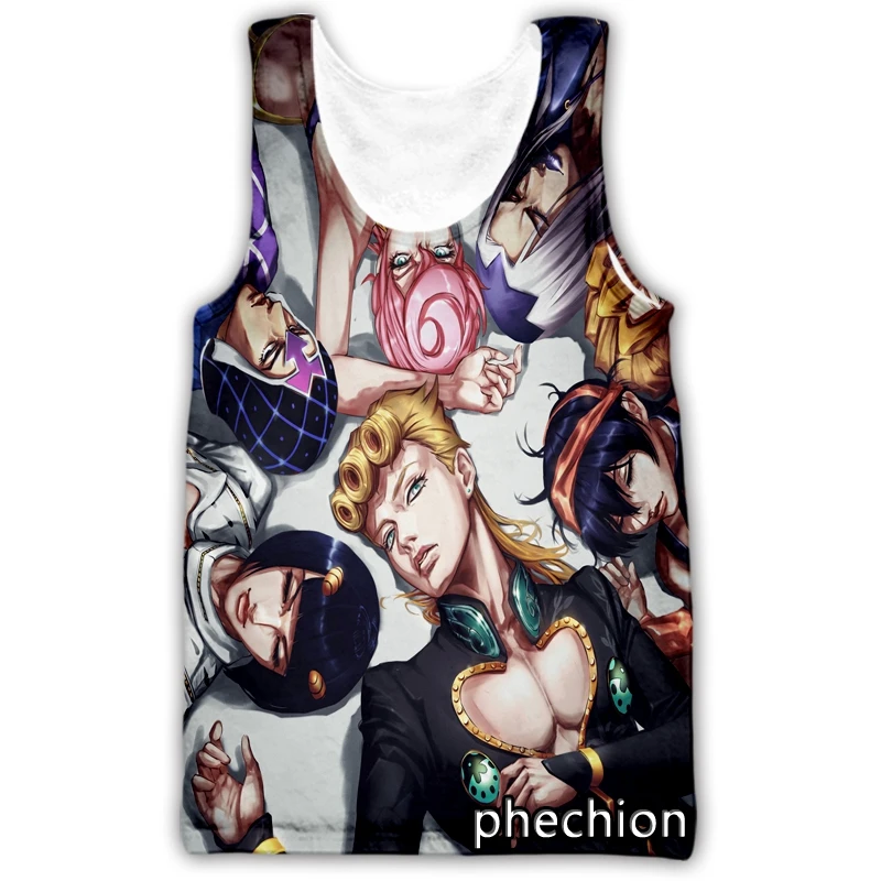 

Жилет phechion для мужчин и женщин, безрукавка с 3D принтом невероятные приключения Джоджо, уличная одежда, свободная спортивная майка, A140