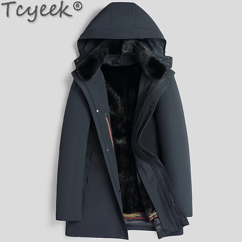 Куртка Tcyeek средней длины Мужская теплая парка со съемной подкладкой из