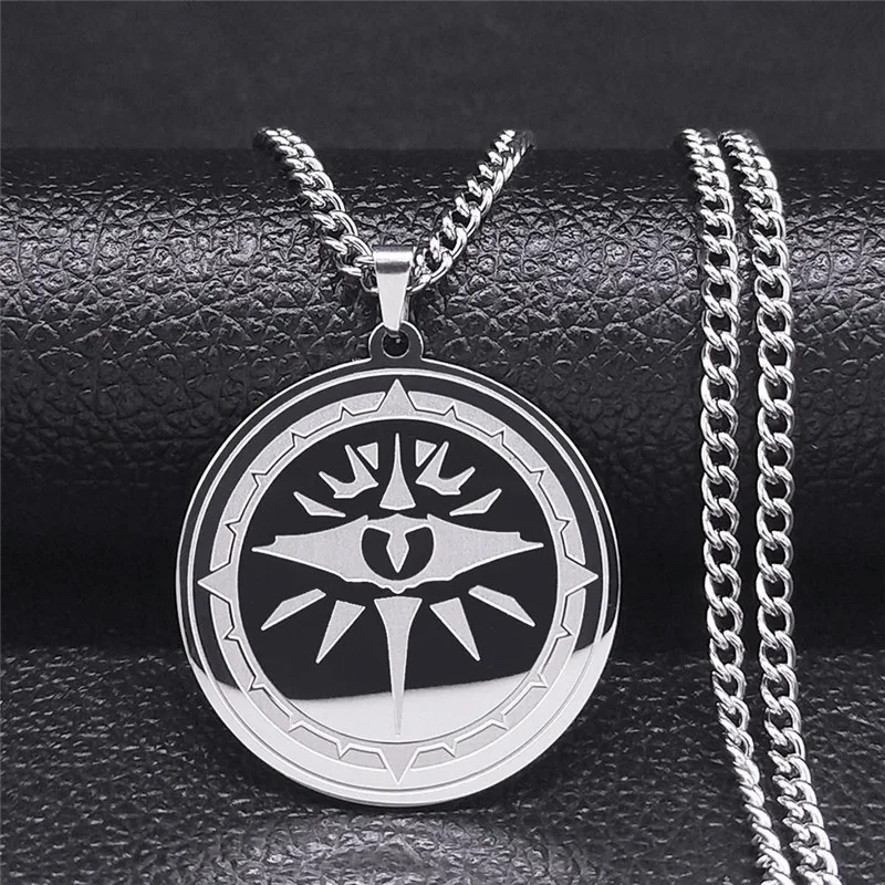 

Evil Eye Magic Pendant Necklace Kabbalah Amulet Solomon Envious Eye Vintage Stainless Steel Necklaces Men/Women Jewelry NXH508
