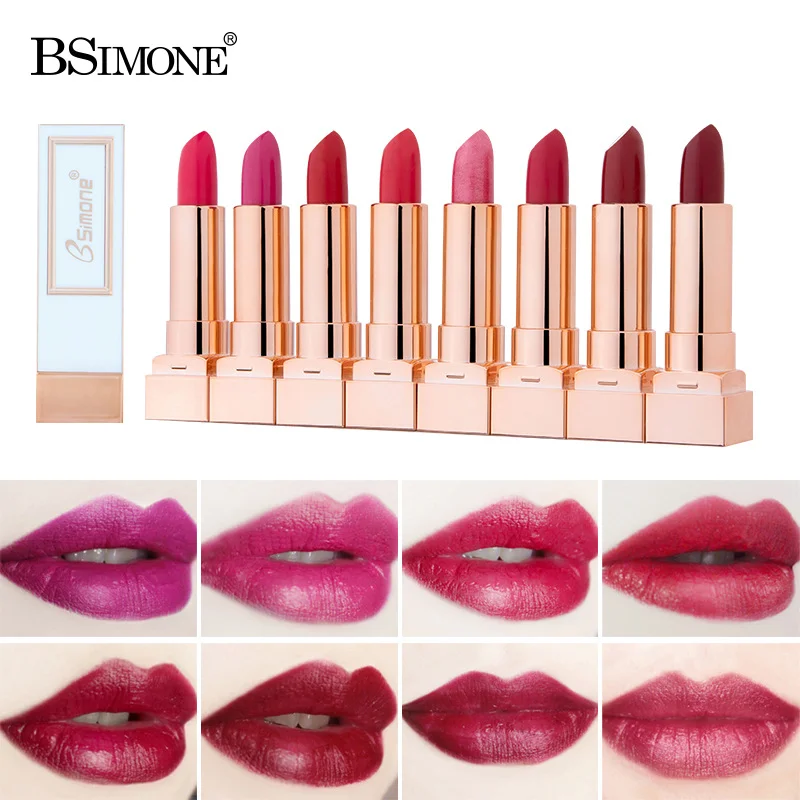 

BSIMONE 8 Color Velvet Lipsticks Waterproof Long Lasting Moisturize Lip Stick Not Fade Sexy Matte Lipstick Lip Lipsalve
