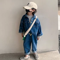 2022 new spring children long sleeve jeans jumpsuit for kids denim overalls fashion korean style baby girls boys clothing romper