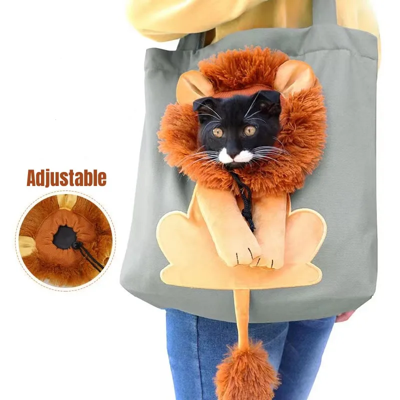 

Модная сумка через плечо в форме льва, портативная дышащая сумка, сумка-переноска для кошек и собак, мягкая переноска для домашних животных, ...