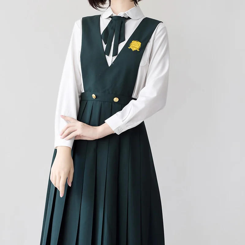 Beads Xingye Gao Original Nursing Skirt Suit Set JK Autumn and Winter Black Dress Western-Sle Miss Blackish Green