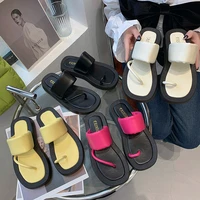 2022 new fashion thick bottom slippers designer women casual summer beach platform shoes flip flops asymmetric sandals