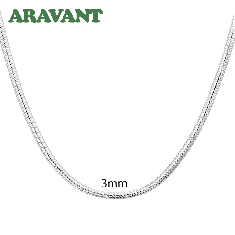 

925 Silver 3MM Link Chain Necklace For Women Men Fashion Jewelry Gifts