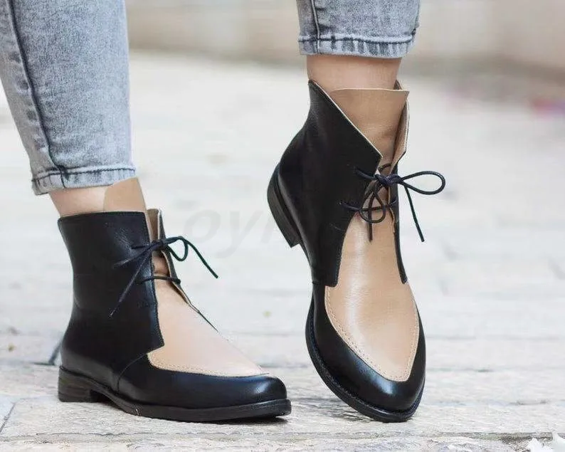 

England Style 2022 Boots for Women 2021 New Autumn Winter PU Leather Short Ankle Boots Ladies Motorcycle Boots Women Shoes