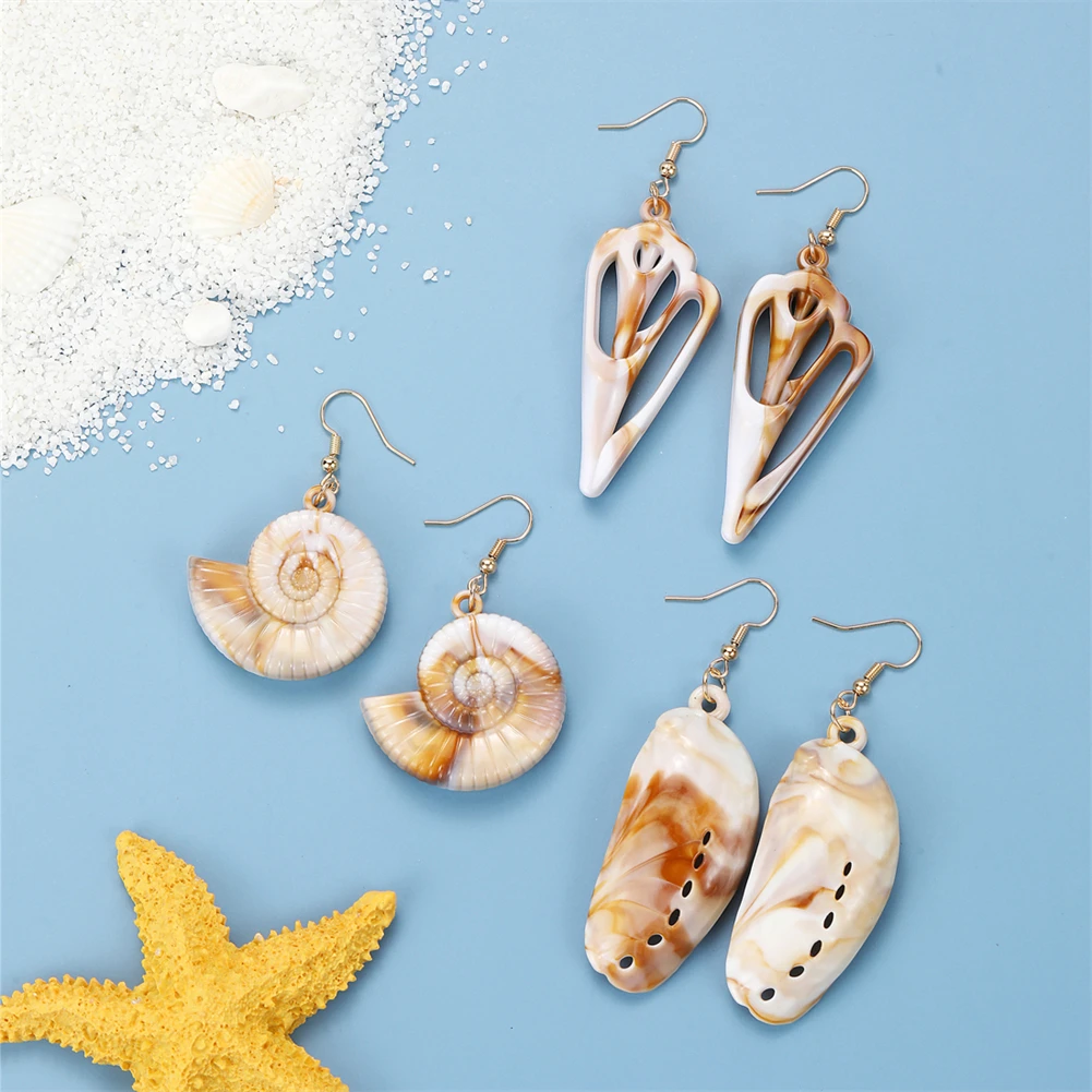 Богемные серьги в виде ракушек классические разнообразные серьги-подвески