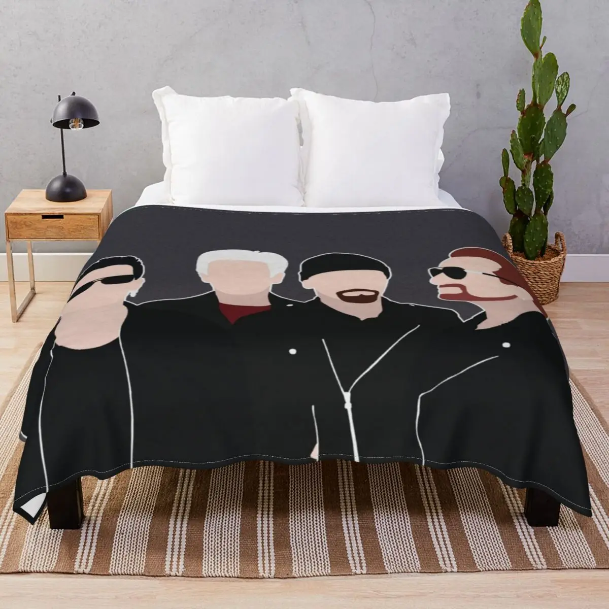 

U2 Blanket Flannel Plush Print Breathable Throw Blankets for Bedding Sofa Camp Office