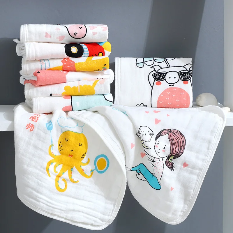 

5pcs Saliva Towel Baby Face Towel Baby Spullen Baby Face Wash Cloth Newborn Small Bath Towels Cotton Items Six-layer Gauze Towel