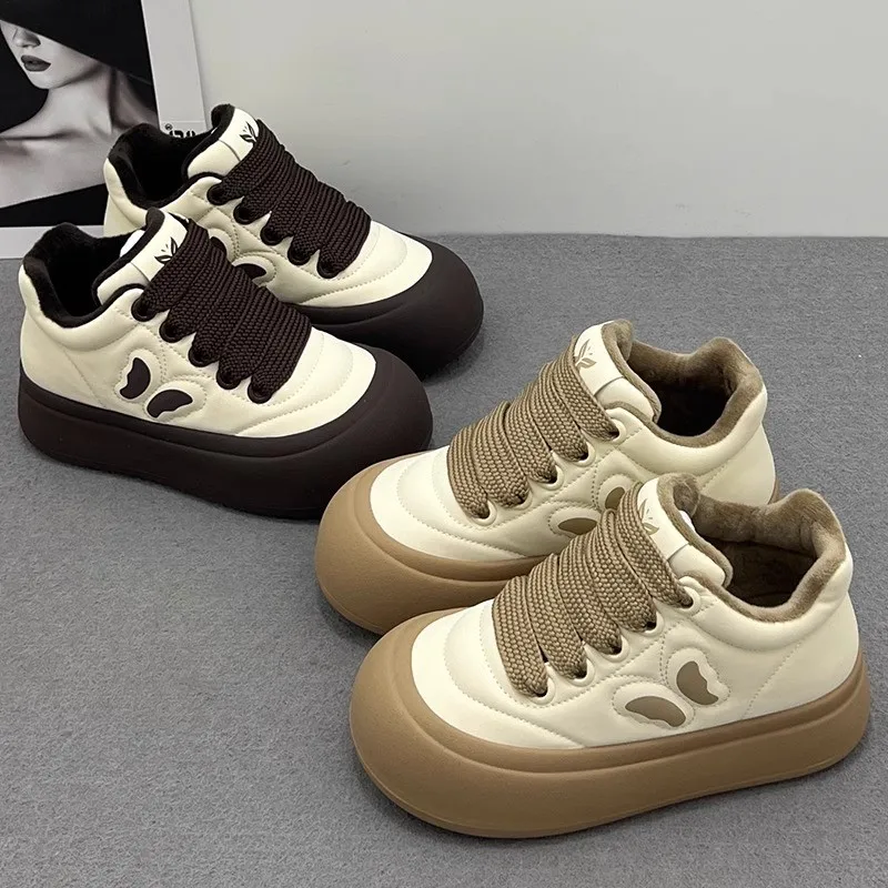 2024 зимняя модная бархатная теплая обувь на плоской подошве для женщин модные