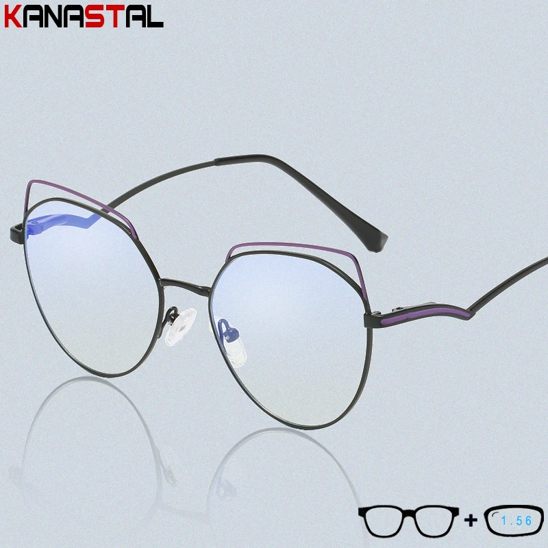 

Women Blue Light Blcoking Reading Glasses Metal Ladies Computer Cat Eye Eyeglasses Frame Optical Lens Prescription Eyewear