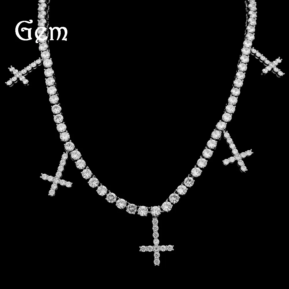 

Новое ожерелье в европейском и американском стиле в стиле хип-хоп с цирконом и подвеской крест индивидуальное мужское ожерелье аксессуары для уличных танцев рэп