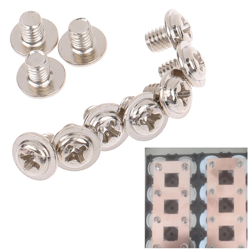 

10Pcs 32650 lithium battery assembly screws nuts spacers M4 cross round head for DIY 32650 battery assembly fixed access