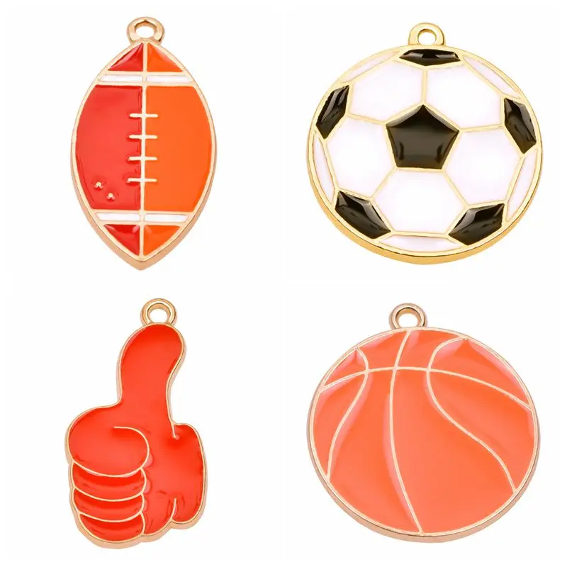

10Pcs/Lot Leisure Sport Series Bike Basketball Soccer Pendant Accessories Alloy Charms Handmade Jewelry Making Bulk Supplies