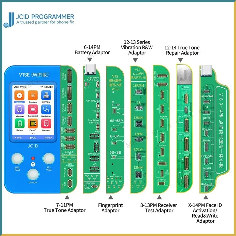 

JC V1SE Phone Ture Tone Repair Programmer for IPhone 7 7P 8 8P X XS XSMAX 11 ProMAX 12 13 14prom Battery Fingerprint SN Reader