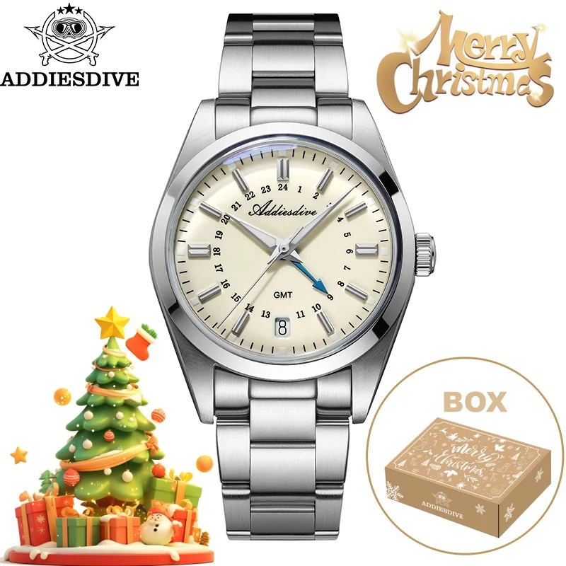 Фото ADDIESDIVE reloj hombre 36 мм мужские роскошные часы GMT Рождественский подарок BGW9 супер светящиеся AD2065 10 бар водонепроницаемые кварцевые часы reloj №1