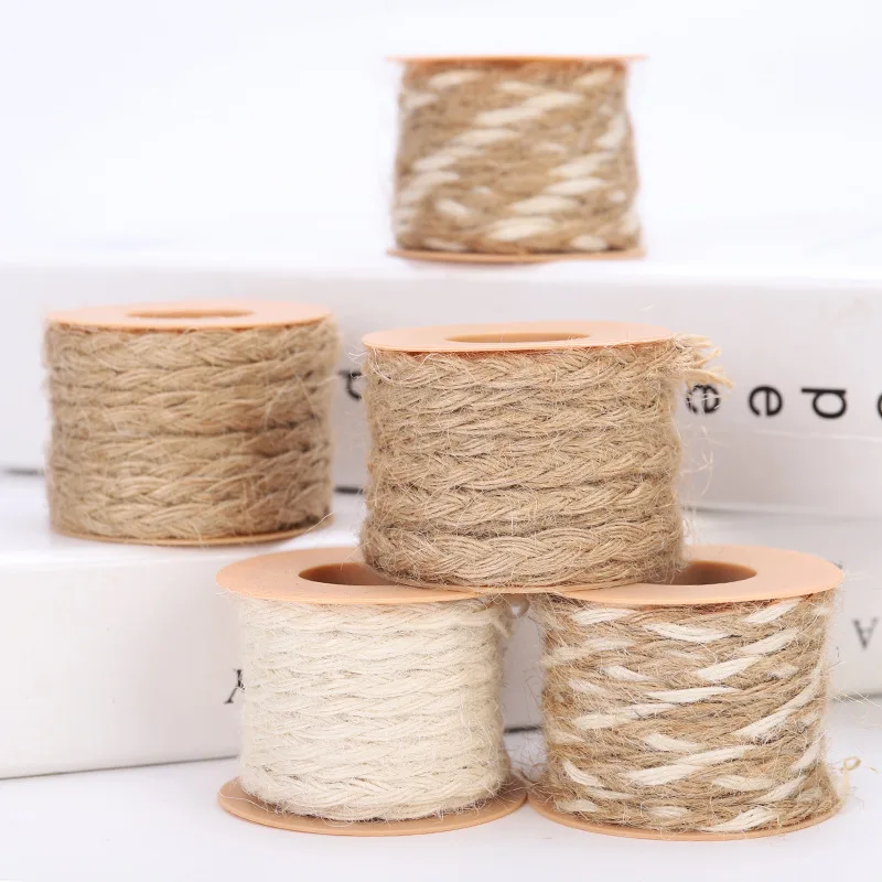 

5Meter Natural Vintage Burlap Jute Ribbons Christmas Party Handwork Gift Wrapping DIY White Jute Ribbon Home Wedding Decoration