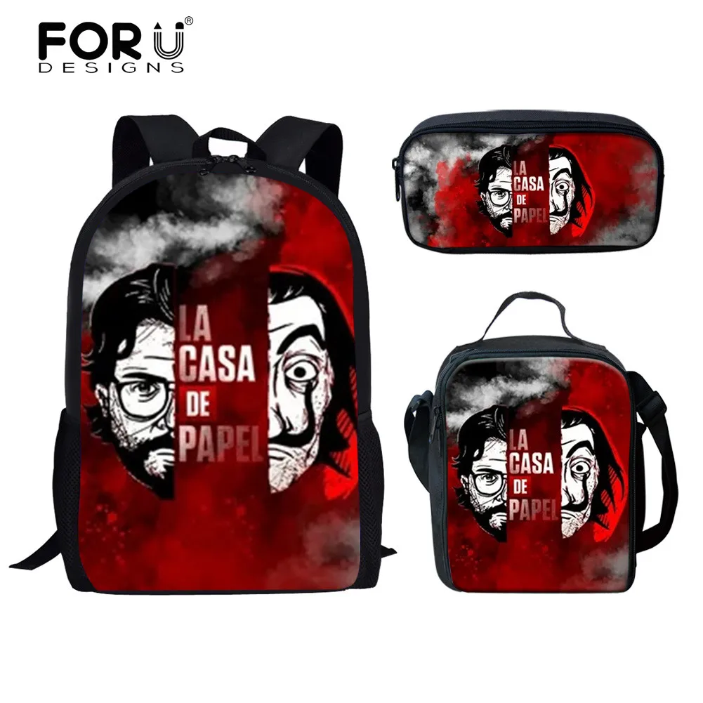 

FORUDESIGNS, детские школьные ранцы с рисунком фильма «La Casa De Papel», рюкзак для девочек и мальчиков, большие школьные портфели для учебников, школьн...