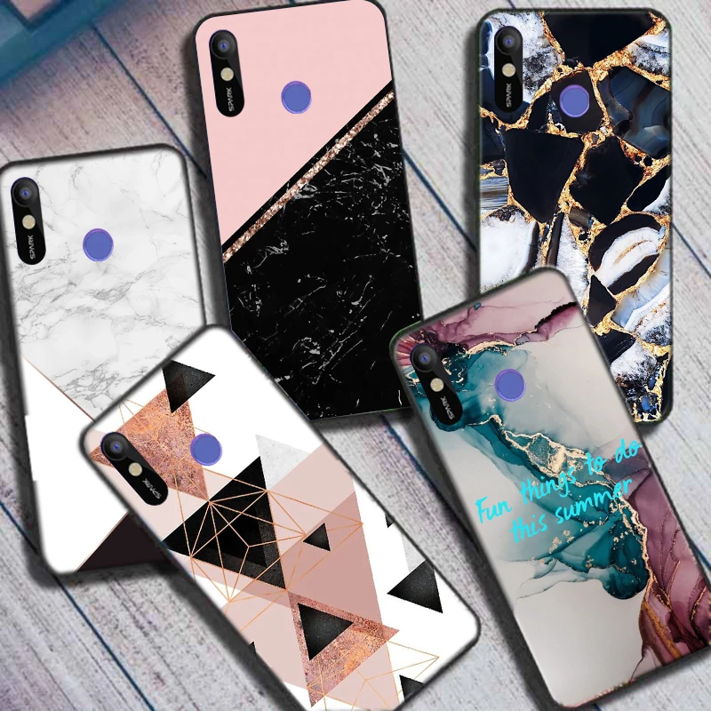 Винтажный мраморный чехол для Tecno Spark 3 Pro KB8 Spark3 KB7, силиконовый мягкий ТПУ чехол-бампер для телефона, ударопрочный Роскошный чехол