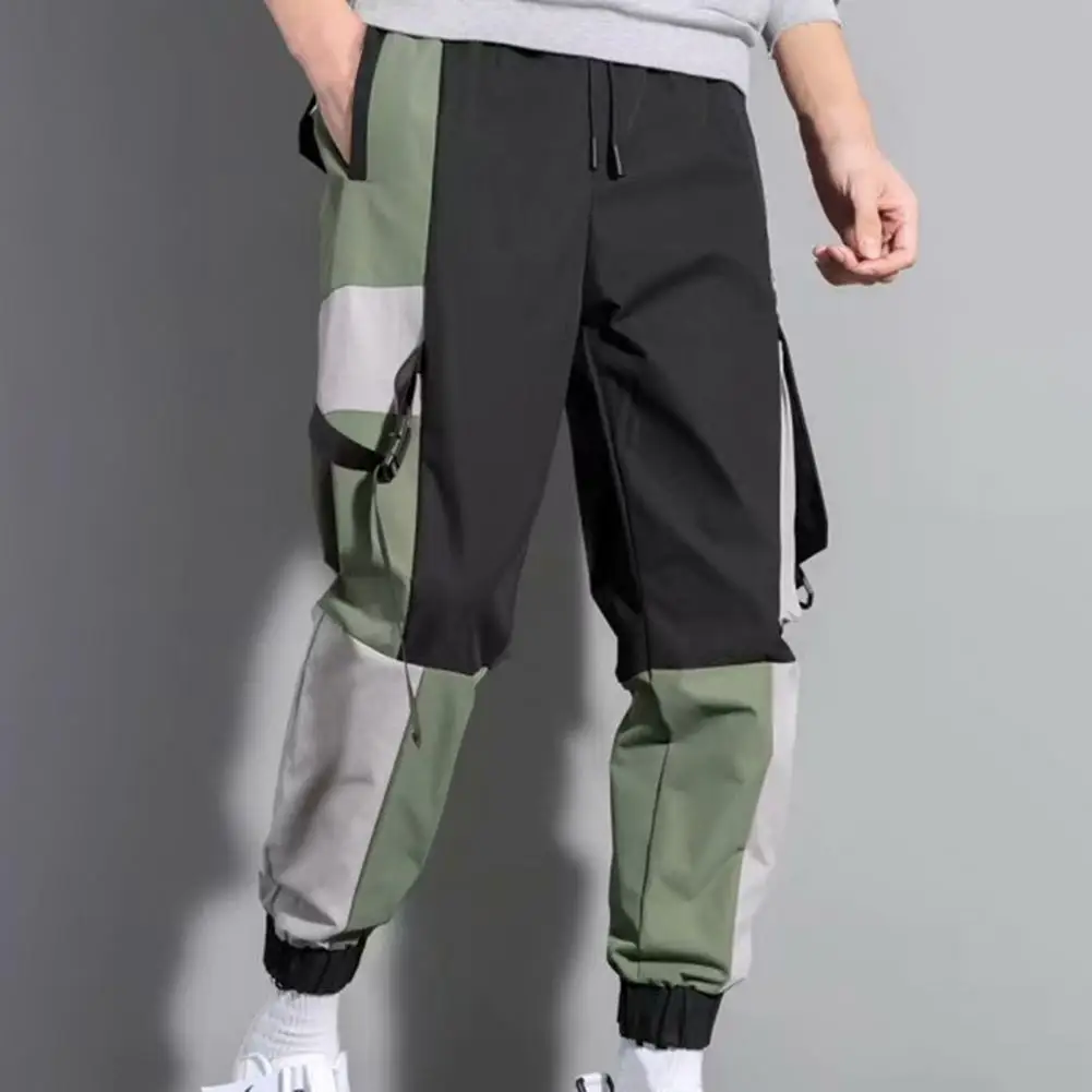 

Number Pattern Casual Stretchy Waist Ankle-banded Men Cargo Pants Drawstring Men Trousers Young Style Male Garment