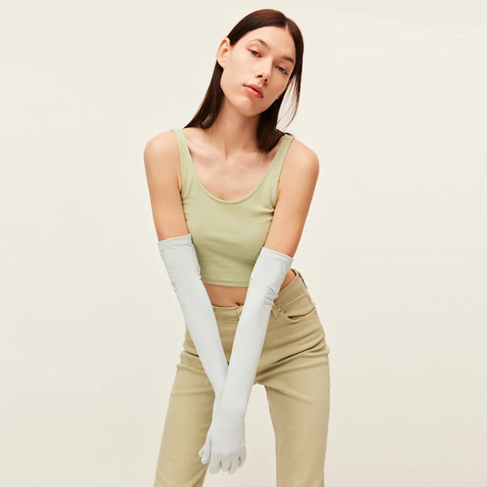 

OhSunny Long Gloves Women Touch Screen Sunscreen UV Protection UPF50+ CoolChill Fabric Arm Protector Breathable Driving Gloves