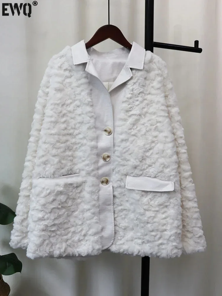 

Женский однобортный Кардиган-пальто [EWQ], утепленный кардиган-пальто из овечьей шерсти с отложным воротником и карманами, Осень-зима 2023, 16U5986