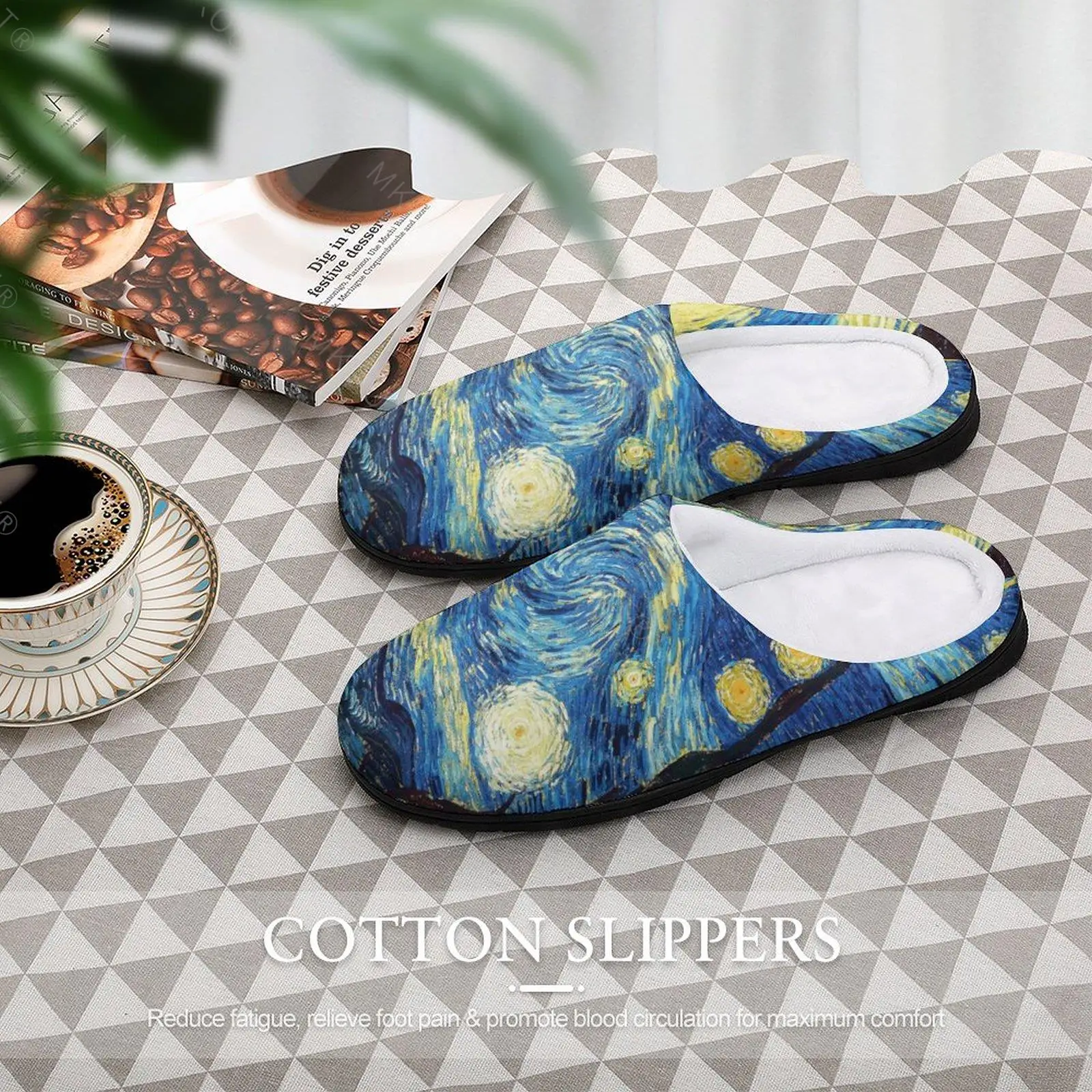 Winter Warm Slippers Vincent Van Gogh (2) Men Women Cotton Slides Non-Slip Couple Household Soft-soled Loafer SandalCartoon Sho