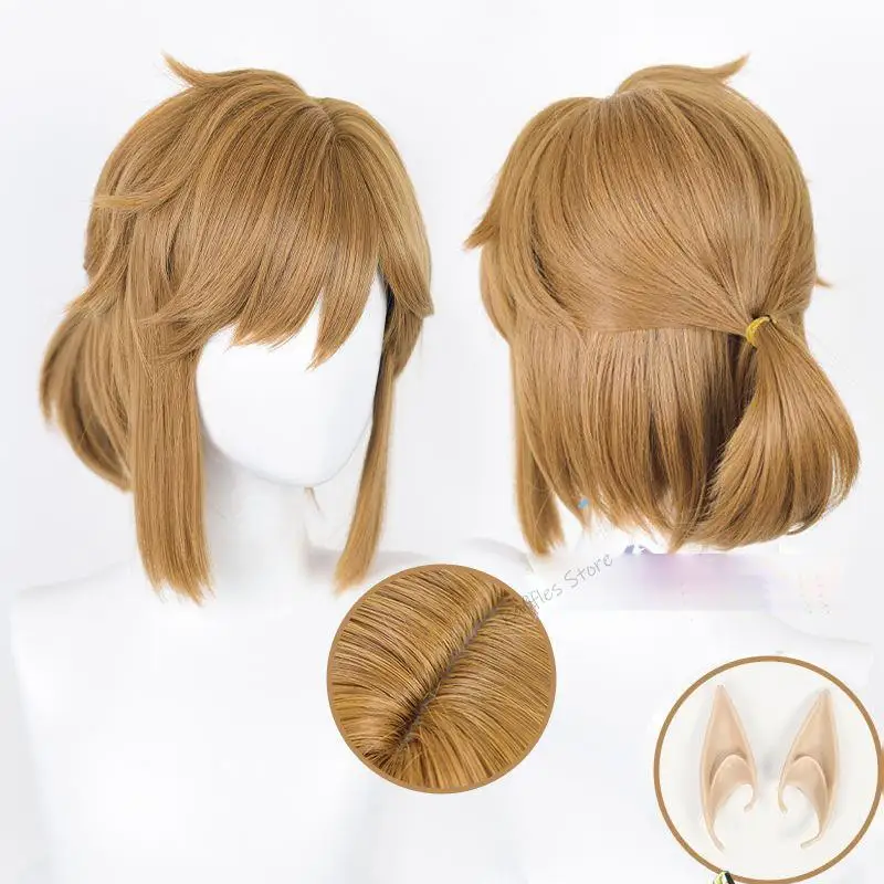 

Парик из плетеных звеньев для косплея, парик для косплея принцессы из плетеных звеньев коричневого аниме, парики для косплея, серьги-уши, термостойкие волосы + шапочка для парика