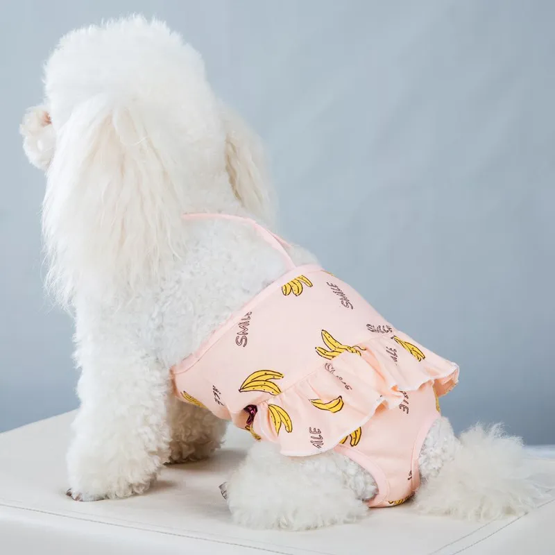

Princess Style Suspenders Physiological Pants Hygienic Banana Print Physiological Pants Dog Physiological Pants Pet Supplies