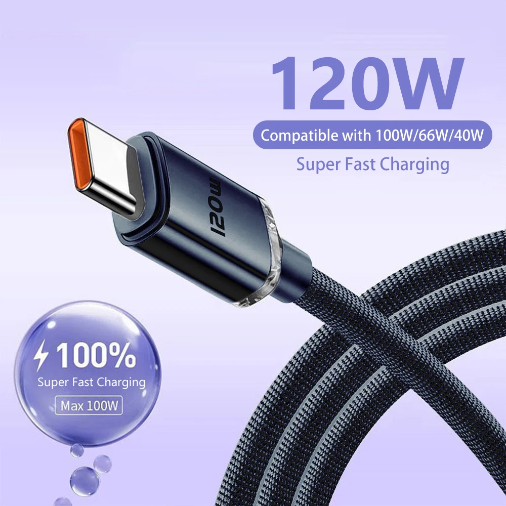 

6A 120W USB C Cable Type C Fast Charging Cable Data Cord For Huawei P40 Mate 40 30 Honor Xiaomi 12 Pro Redmi Samsung