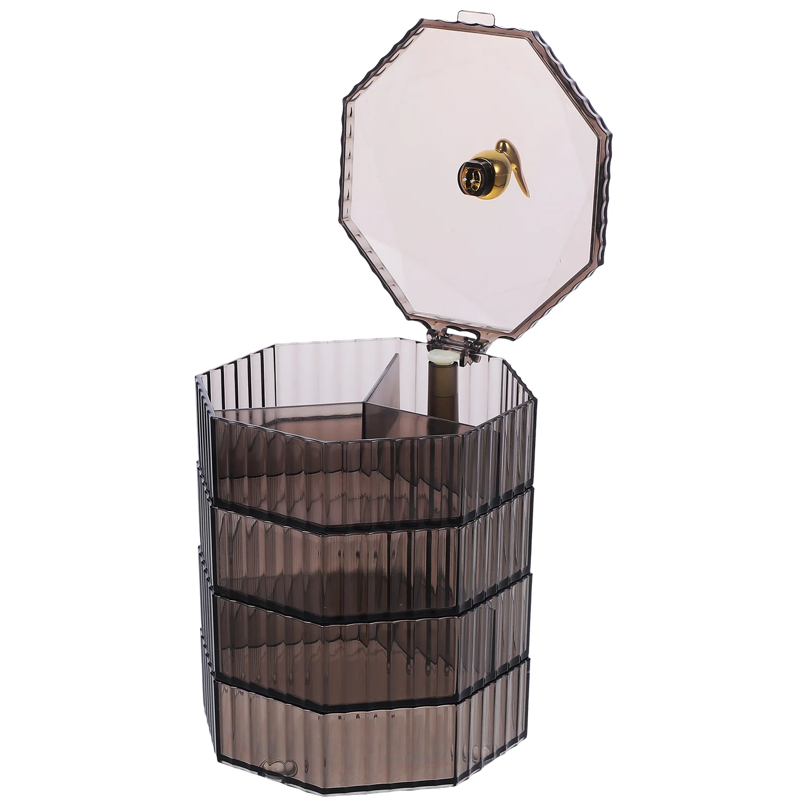 

Jewelry Case Organizer Desktop Compartment Holder Rotation Rings Container 4-layer