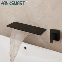 yanksmart matte black bathroom faucet vanity basin sink bathtub faucet washbasin wall mounted 1 handle 2 hold mixer water tap