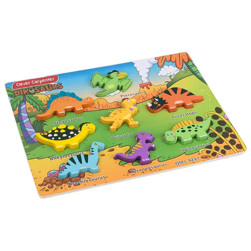 

Dinosaur Puzzles Wooden Animal Puzzle Montessori Educational Preschool Toys Gifts For Colors & Shapes Cognition Skill Learning