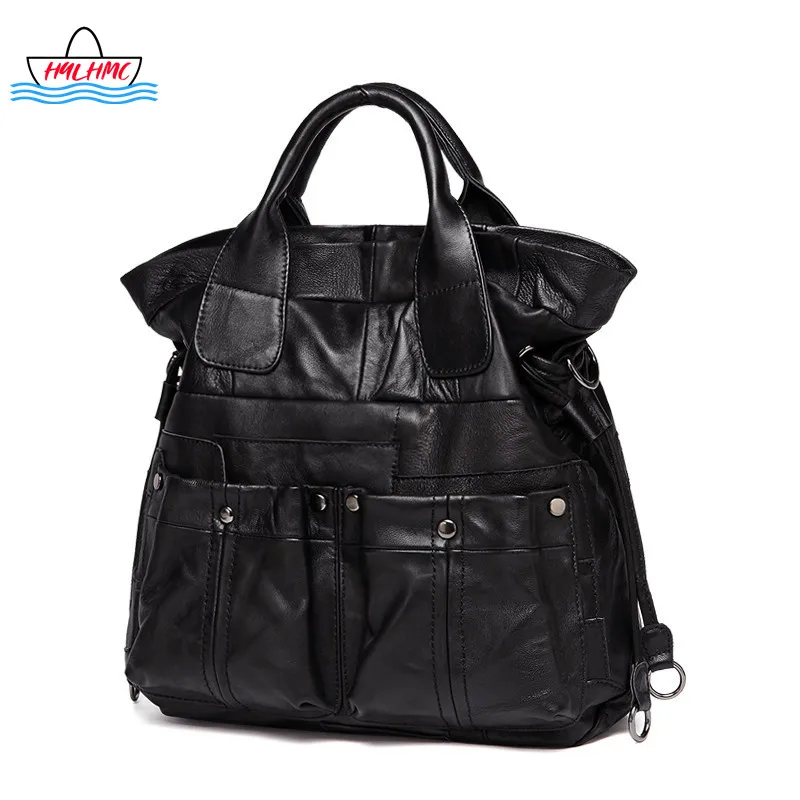 

Genuine Leather Women Handbags Shoulder Messenger Bag Sheepskin Large Capacity Simple Soft Leather Ladies Portable Tote Bag