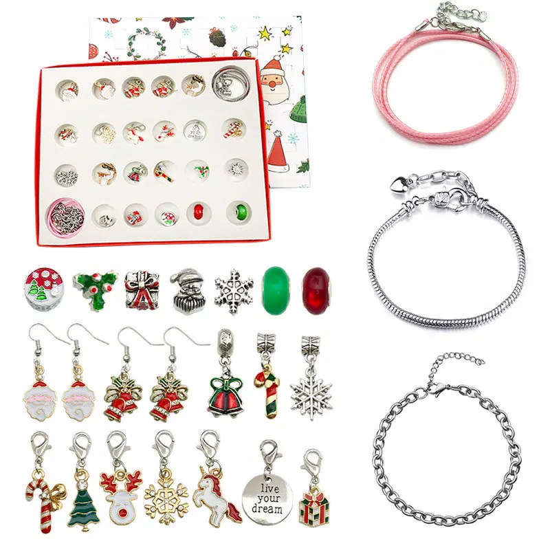 

24 Countdown Calendar Advent Surprise Blind Box Set Christmas Charms Bracelet Set DIY Creative Ornaments Christmas Child Gifts