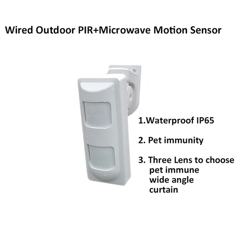 

Wired MW+pir motion sensor Outdoor Waterproof sensores sensors with Pet Immune smart life alarme residencial security protection