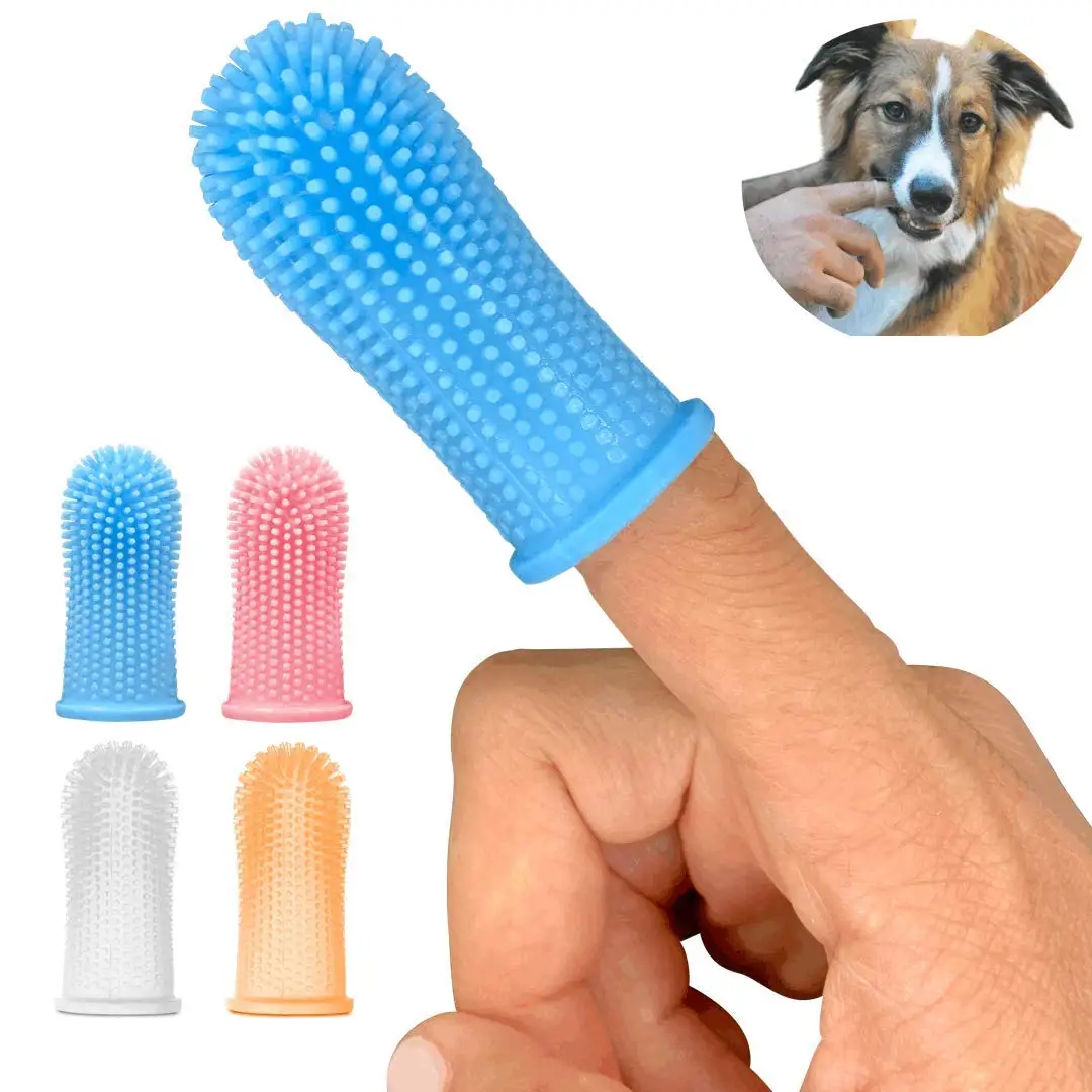 

Pet Dog Toothbrush 360º Finger Toothbrush Kit Full Surround Bristles for Easy Teeth Cleaning Dental Care for Cats and Small Pets