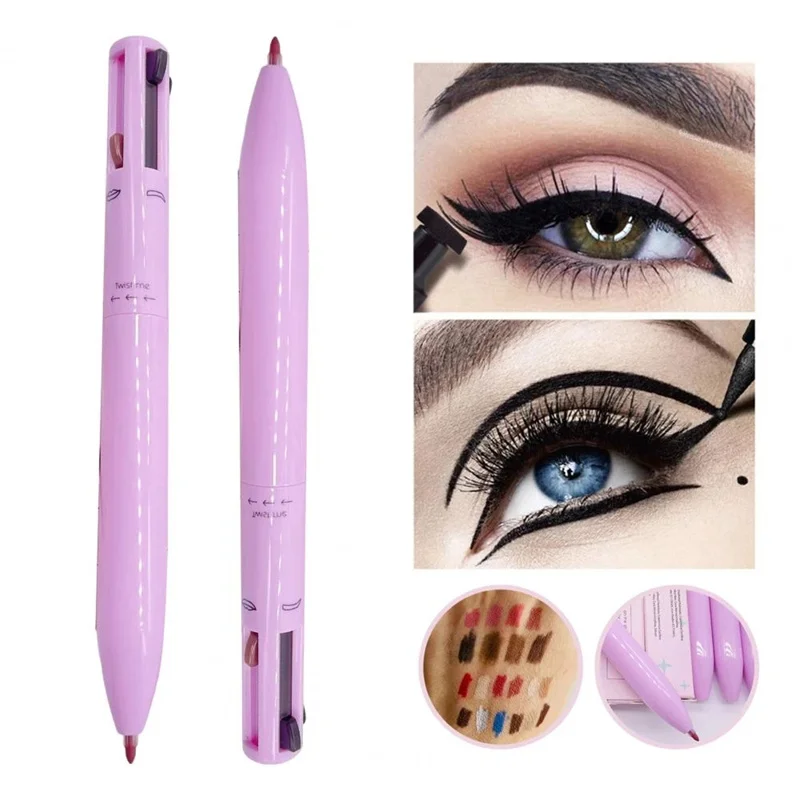 

4 In 1 Makeup Pen Eyebrow Pencil Eyeliner Highlighter Lip Liner Lip Gloss Pen Multifunctional Cosmetics Ballpoint Eyebrow Pen