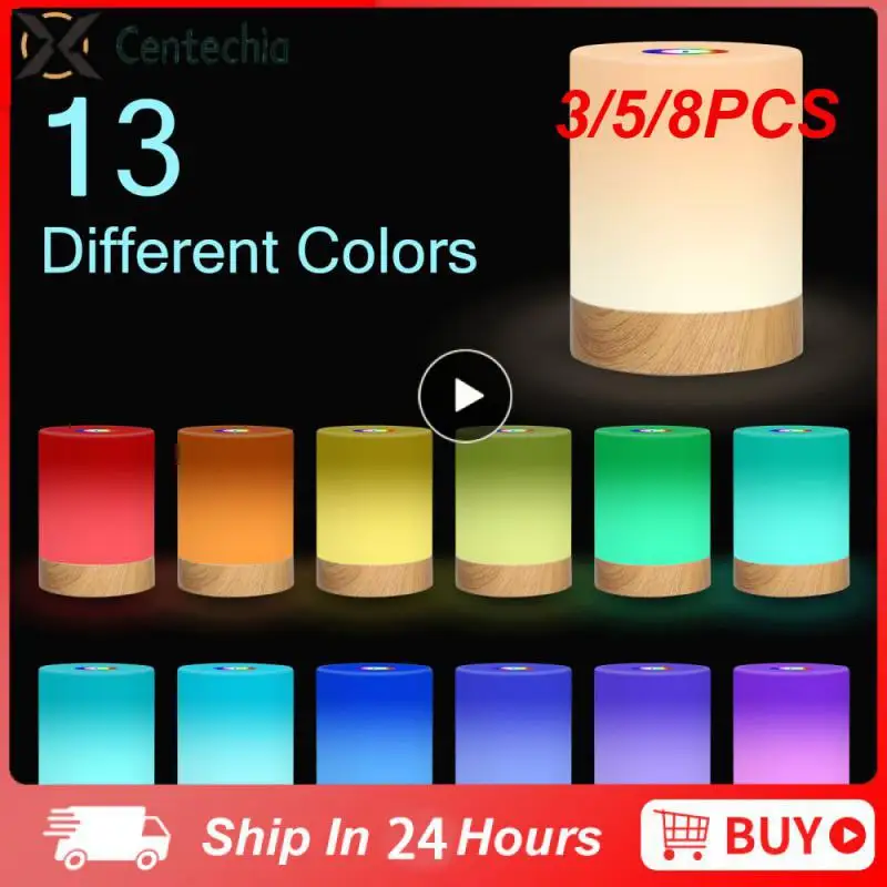 

3/5/8PCS Abs/pp Bedroom Lamp Remote Control Touch Smart Night Lamp Led Dimmable Smart Light 5v / 1a Night Light Rechargeable