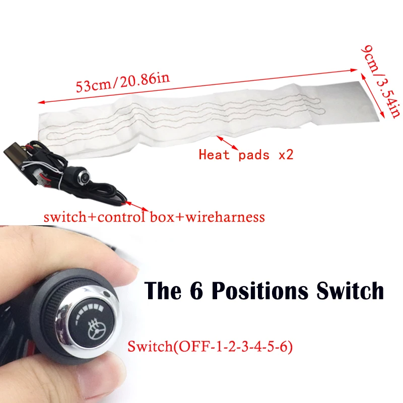 Универсальный комплект рулевого колеса с подогревом 12 В, чехлы на руль с подогревом для автомобилей 60X9 см, 4 стиля, переключатель 3 переключения передач, квадрат, 6 передач, круглые