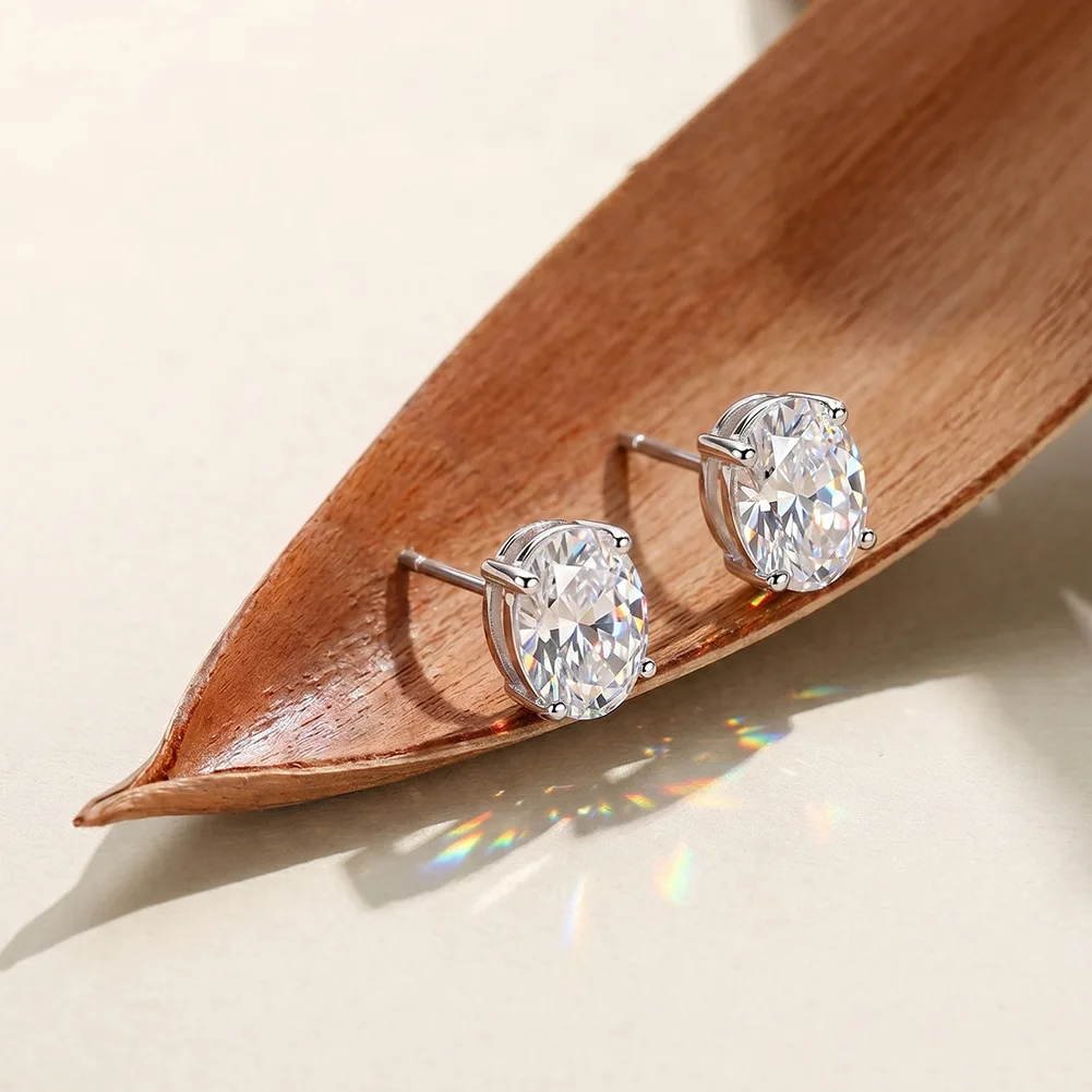 Фото Серьги-гвоздики из нержавеющей стали 316 с позолотой 18K и овальными кубическими циркониями для женщин, прозрачные цирконы 5А, минималистичные украшения, подарок №2