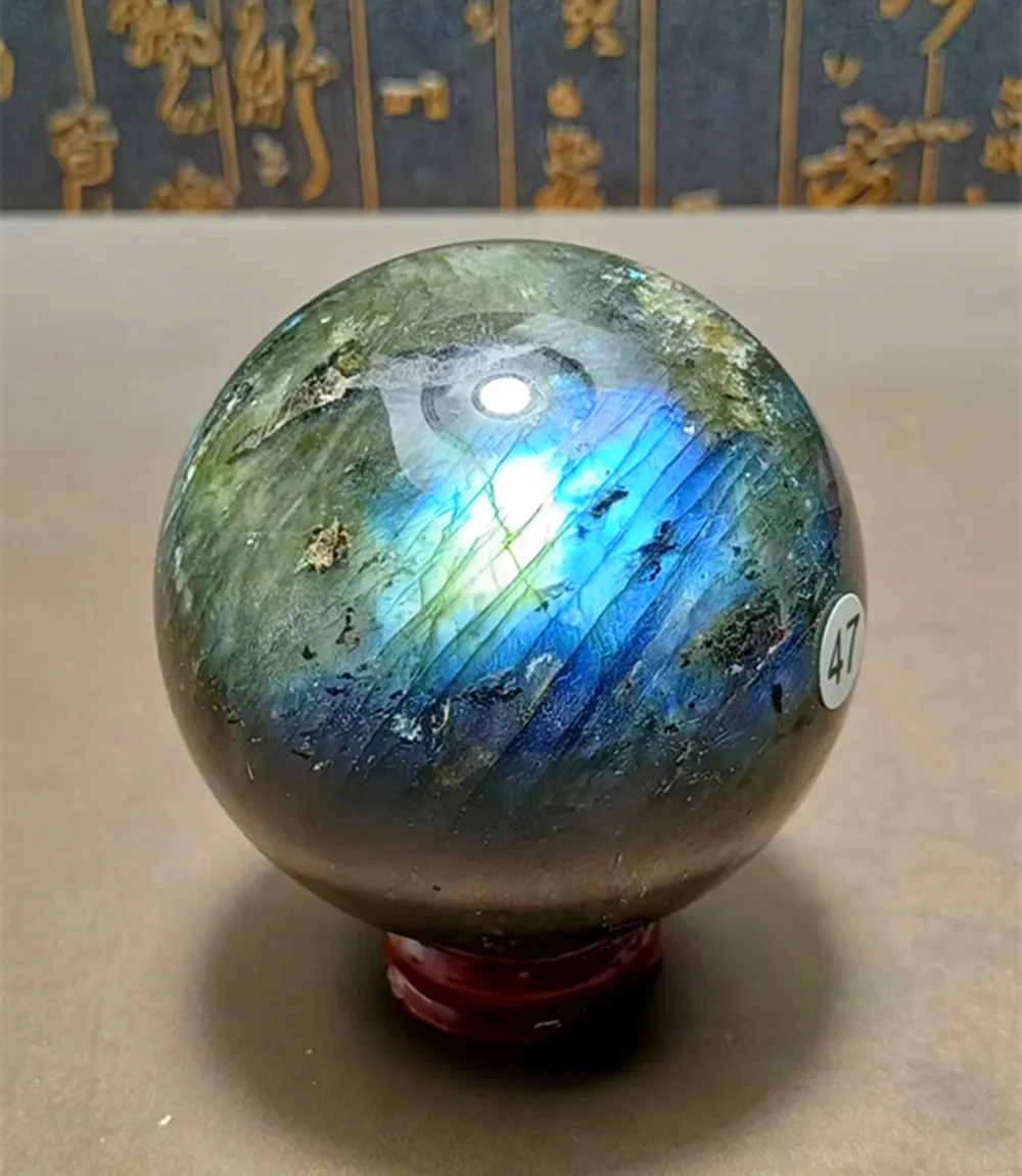 

Натуральный кварцевый кристалл Лабрадора, хрустальный шар, энергетический драгоценный камень, украшение для дома, шарик для украшения, леч...