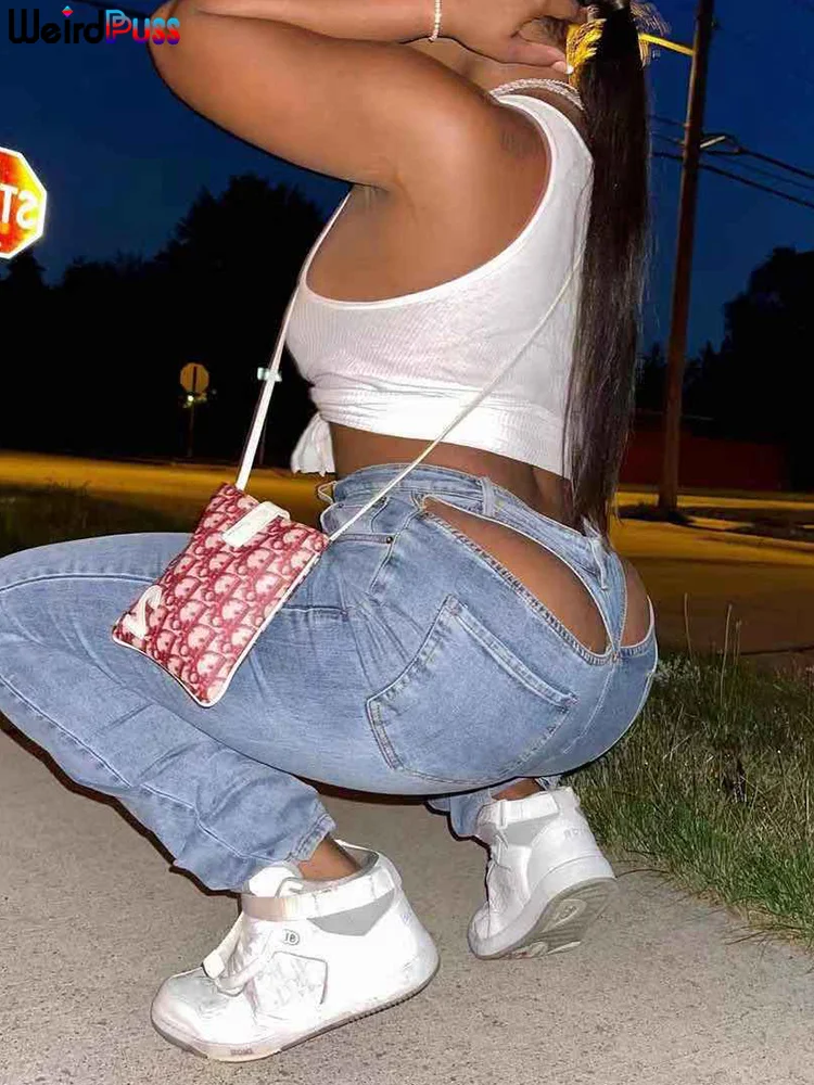 Jeans Streetwear Baddie Clothes Women Hight Waist Pants Retro Skinny Wild Long Trousers