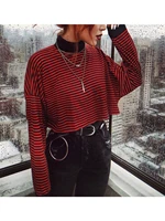 autumn sweatershirts 2022 new women pullover top fit female retro striped croped tops students all match womens