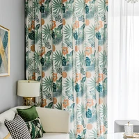 green modern curtains for living room dining bedroom window rural screen home decor customize cotton printed kitchen