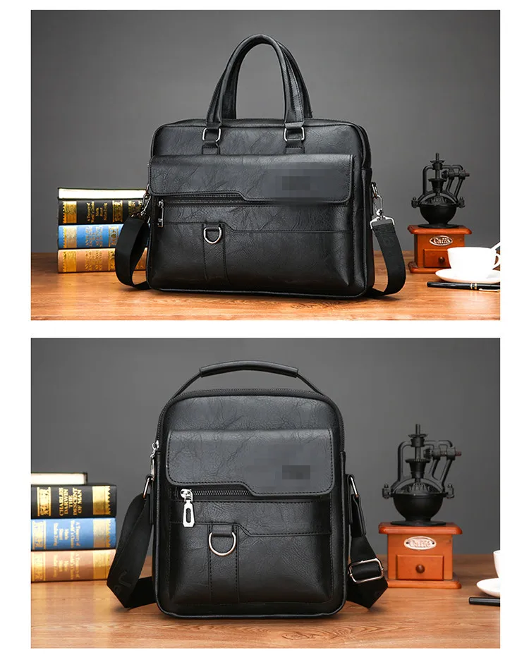 Men's Bag Leather Portable Briefcases Laptop Messenger Bags For Men Office School College Satchel Bag Business Commuter Bag