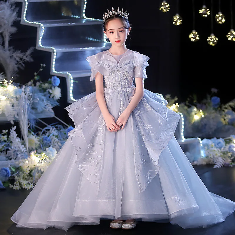 Princess Dress For Girls Prom Dresses Fancy Flower Girl Mermaid Costumes Kids Wedding Tulle Birthday Party Cloth Evening Vestido